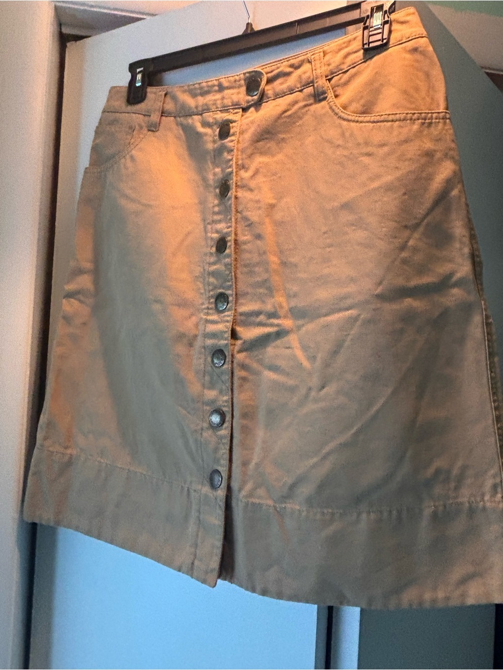 Tommy Hilfiger Khaki Button-Front A-Line Skirt